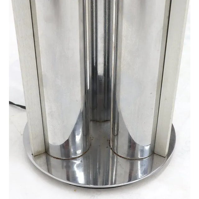 Metal Chrome Triple Candle Shape Cylinder Base Glass Prisms Floor Lamp For Sale - Image 7 of 9