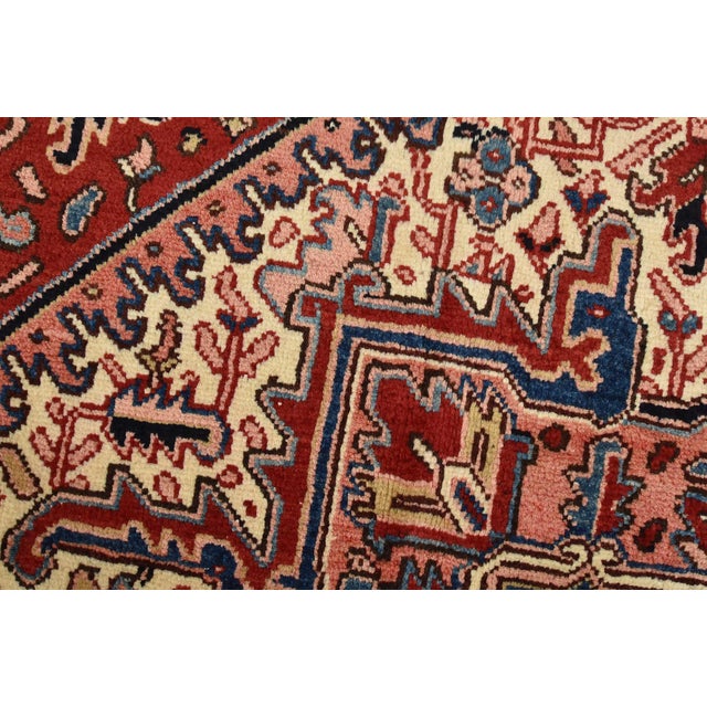 Vintage Tribal Rug 7’8” X 11’4” Red Wool Hand-Knotted Oriental Carpet For Sale - Image 4 of 14