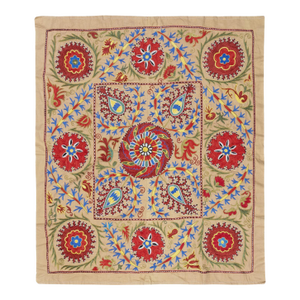 3x3.3 Ft Silk Embroidery Wall Hanging. Modern Bed Cover. Decorative Tablecloth