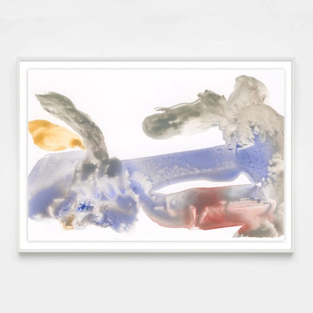This expressive abstract by M Frohman has swooping gestures and fluid textures in a neutral palette with hints of...