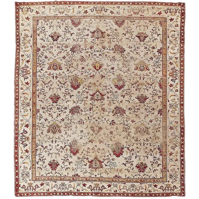 1900s Antique Hand Knotted Agra Rug- 9′9″ × 13′2″ For Sale