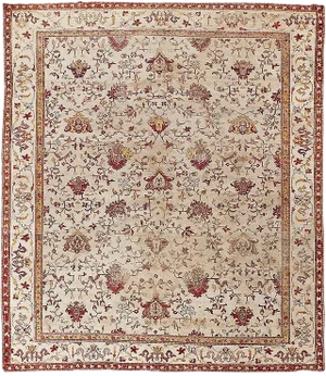 1900s Antique Hand Knotted Agra Rug- 9′9″ × 13′2″