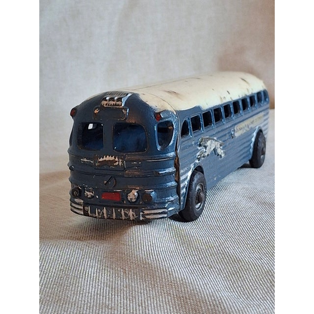 Metal Vintage Arcade Cast Iron Greyhound Bus 9" Toy 1930s Blue 438b All Original For Sale - Image 7 of 18