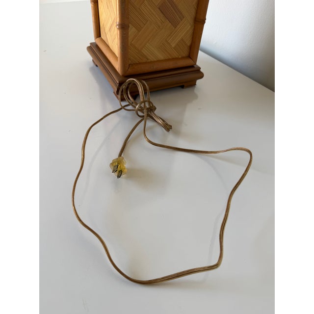 1970s Coastal Faux Bamboo & Woven Rattan Table Lamp For Sale - Image 9 of 9