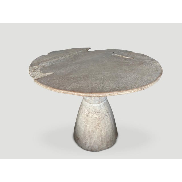 2010s Andrianna Shamaris St. Barts Organic Teak Wood Round Table For Sale - Image 5 of 6