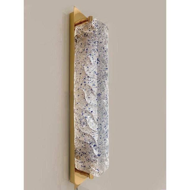2020s Gold Murano Glass Wall Sconces With Blue “Graniglia” Detail – Set of Four For Sale - Image 5 of 8
