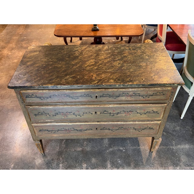 Light Green 18th Century Italian Neoclassical Painted Chest For Sale - Image 8 of 13