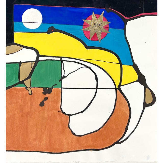 Modernist Abstract "Manan Du Terre" by Lt Milton 1987 For Sale - Image 4 of 8
