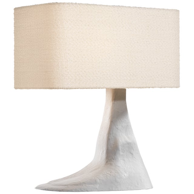 Modern Anne-Marie Barton by Visual Comfort Signature Terra-Forma 23" Right Table Lamp in Plaster White with Bouclé Shade For Sale - Image 3 of 3