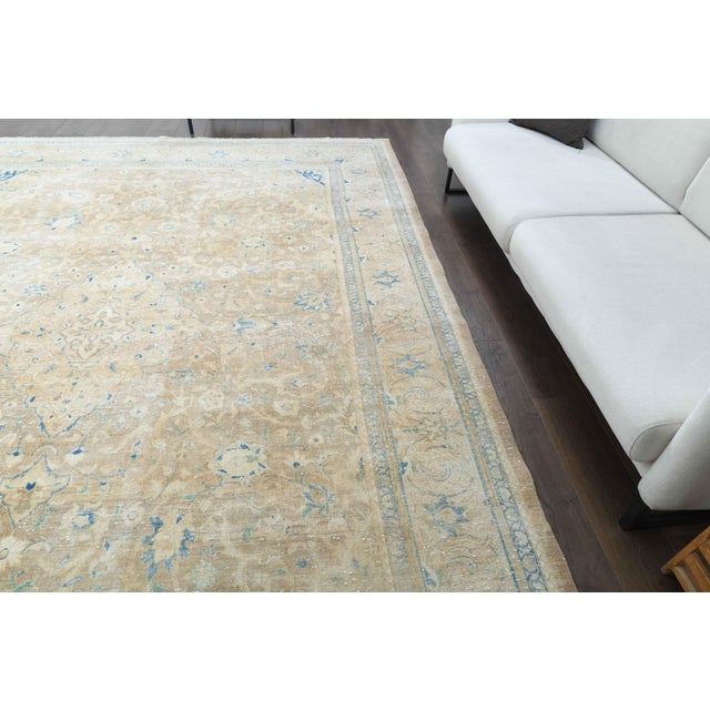 1970s 1970s Vintage Persian Handmade Wool Cotton Yellow Area Rug For Sale - Image 5 of 11