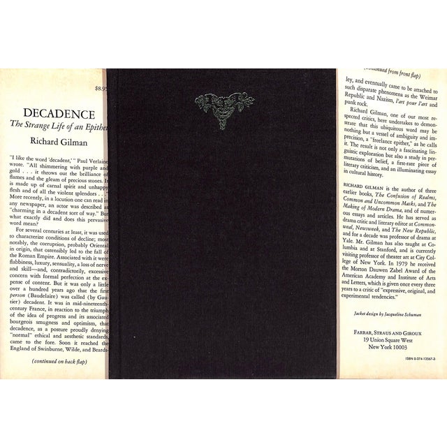 Traditional "Decadence: The Strange Life of an Epithet" 1979 Gilman, Richard For Sale - Image 3 of 4