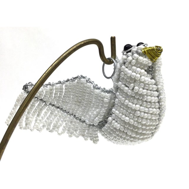 Artisan Hand Beaded White Bird Hanging Ornament For Sale - Image 10 of 10