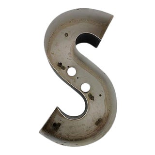 Vintage Aluminum Sign Letter S For Sale