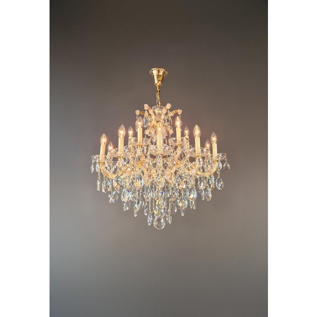 This exceptional crystal chandelier is entirely newly handcrafted in our Berlin workshop and represents the timeless...