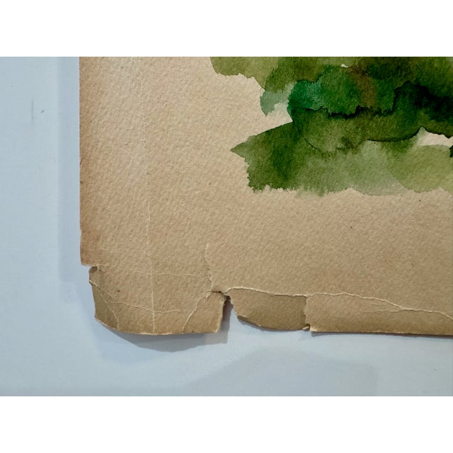Rustic Henry Emil Salloch Original Watercolor on Paper Panoramic Valley Landscape. For Sale - Image 3 of 4