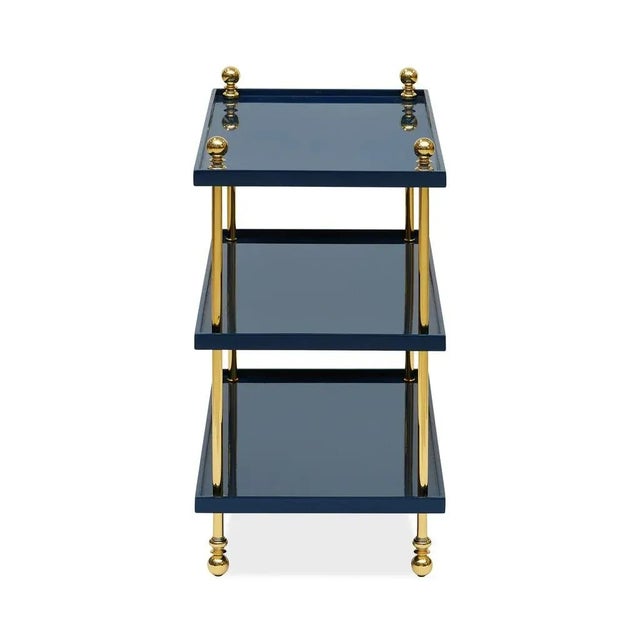 Transitional Bunny Williams Home 20"H Tiered Drinks Table - Blue For Sale - Image 3 of 7