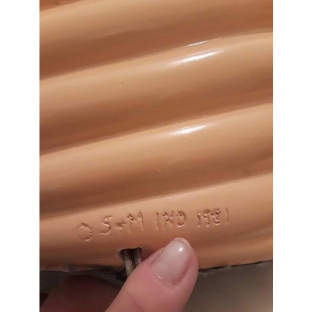 Pair of 1980s Postmodern Signed Clamshell Peach Lamps For Sale - Image 6 of 9