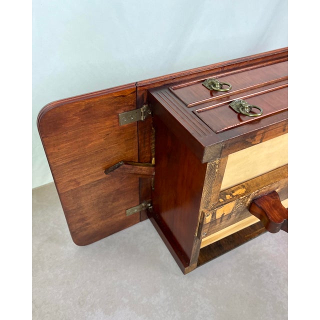 Early 20th Century Duncan Phyfe Revival Lyre Pedestal Mahogany Pembroke Side Table For Sale - Image 12 of 12