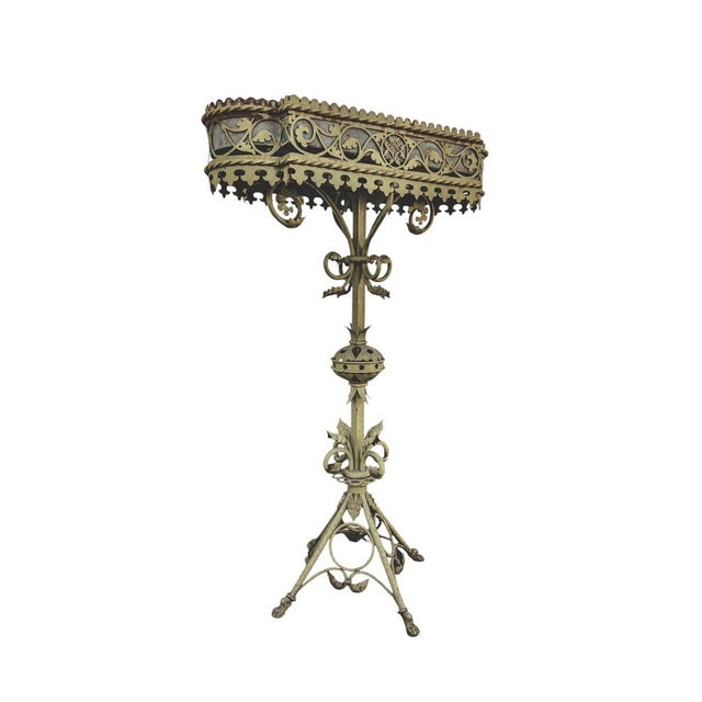 A very beautiful authentic and rare garden planter on standard, a masterpiece of wrought iron. It is made in France in the...