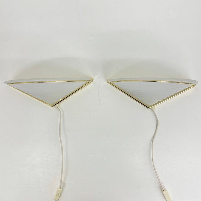 Metal Vintage Glass Wall Lamps with Gold Holders, 1970s, Set of 2 For Sale - Image 7 of 18
