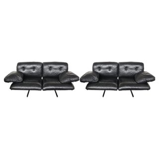 Set of Leather Ouverture Corner Sofa & Marble Coffee Table by Pierluigi Cerri for Frau, 1980s For Sale