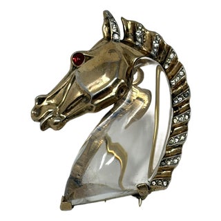 1940s Trifari Horse Head "Jelly Belly" Brooch, by Alfred Philippe For Sale