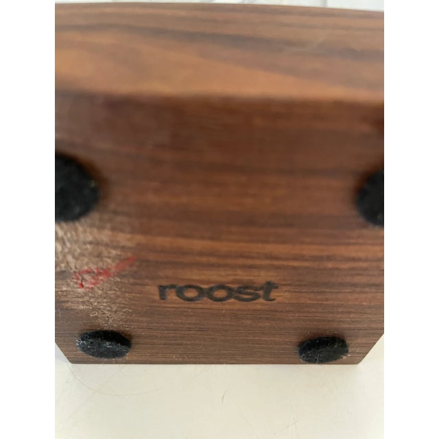 Vintage Retro High Pressure Sodium Industrial Bulb Display on Wood Pedestal Marked "Roost" - Set of 2 For Sale In Phoenix - Image 6 of 8