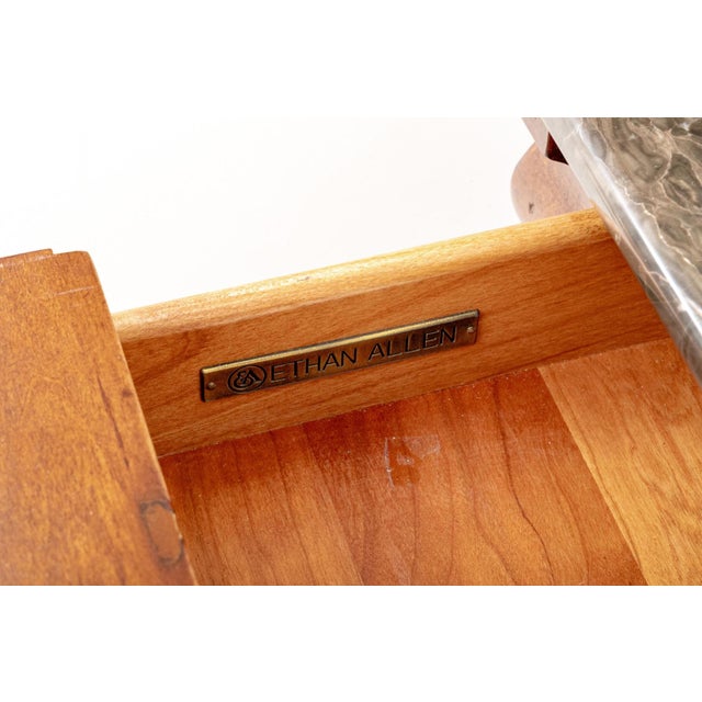 Ethan Allen British Classics Collection Nutmeg Chest of Drawers With Hidden Top Drawer & Protective Glass Top For Sale In Raleigh - Image 6 of 6