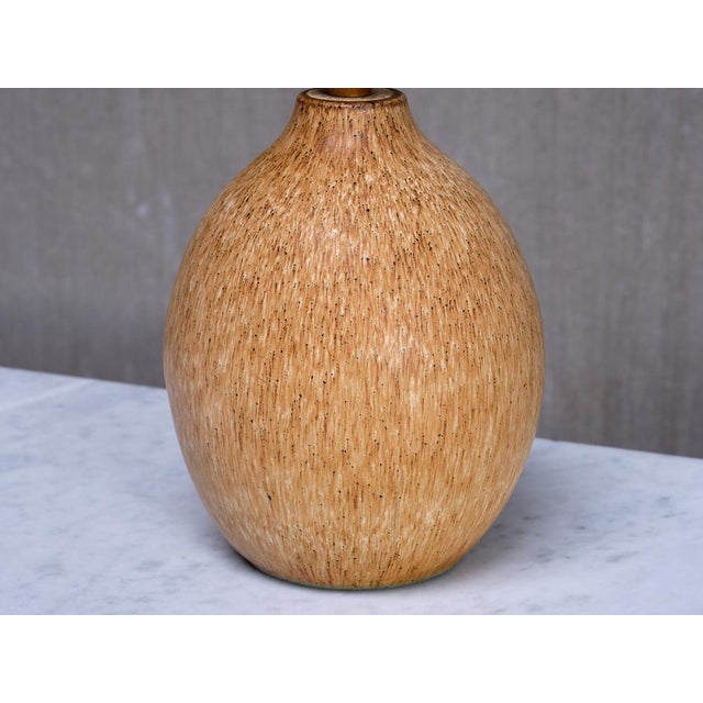 Beige Large Speckled Ceramic Table Lamp by Bruno Karlsson for Ego Stengods, Sweden, 1960s For Sale - Image 8 of 12