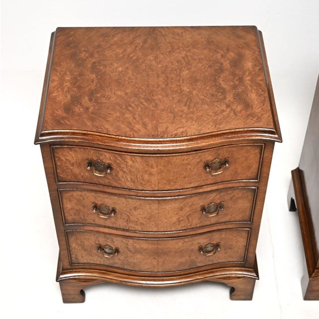 Antique Burr Walnut Bedside Chests, 1930, Set of 2 For Sale - Image 6 of 10
