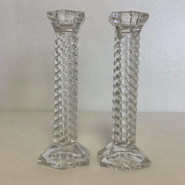 Contemporary Barley Twist Towle Lead Crystal Candle Holders From Austria - A Pair For Sale - Image 9 of 9