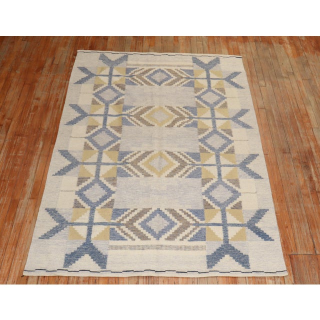Abstract Swedish Kilim from the middle of the 20th Century Measures: 5'2'' x 7'10".