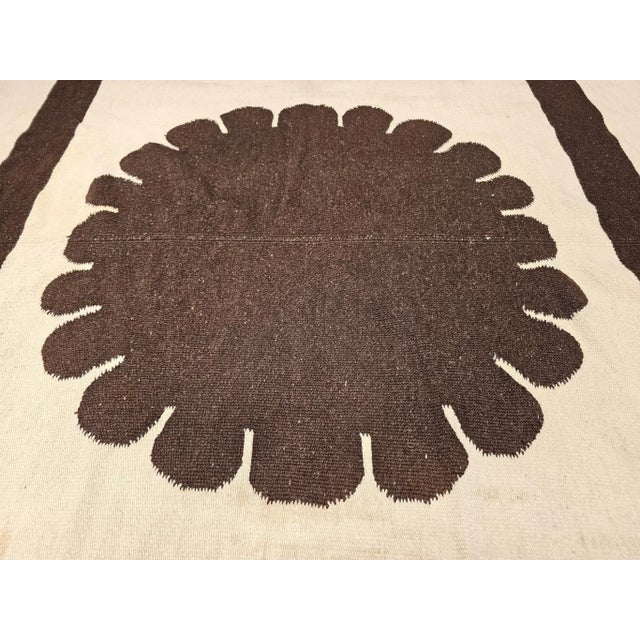 Textile Vintage Southwestern Kilim Rug, Flat-Woven Medallion Pattern, Ivory & Brown, 5’ X 7’ For Sale - Image 7 of 12