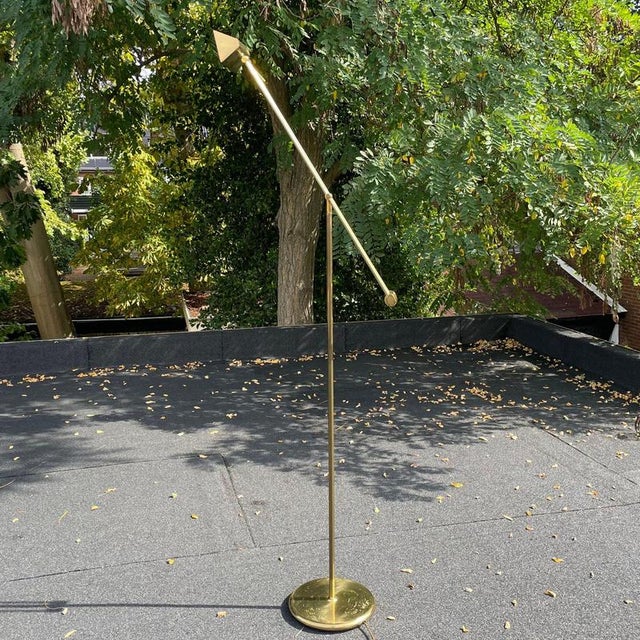 Vintage Adjustable Brass Reading Floor Lamp with Dimmer For Sale - Image 9 of 17