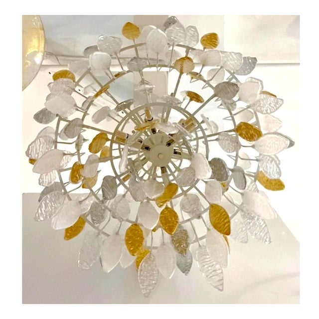 Metal Mid 20th Century Mid-Century Modern Italian Murano Glass Icicle Chandelier For Sale - Image 7 of 8