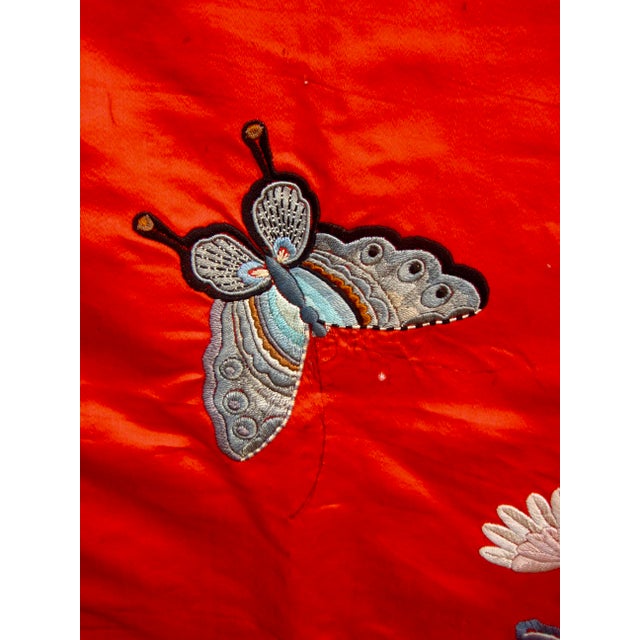 Red Silk Chinese Embroidery of a Dragon 19 Century For Sale - Image 10 of 15