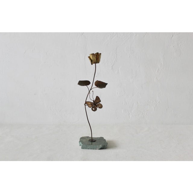 Metal Repoussé Metal Granite Floral Decoration Butterfly Detail For Sale - Image 7 of 10