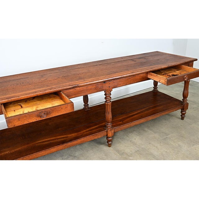 French 19th Century Solid Oak Drapery Table For Sale - Image 12 of 12