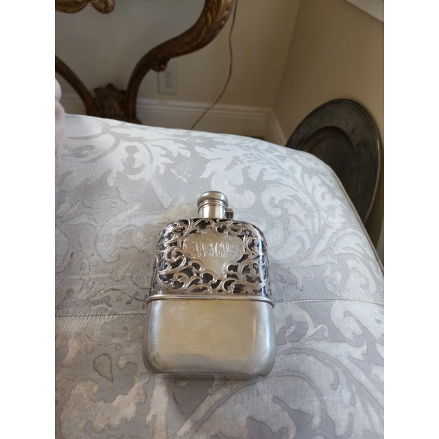 Metal Antique Sterling Silver Overlay Flask by Alvin For Sale - Image 7 of 10