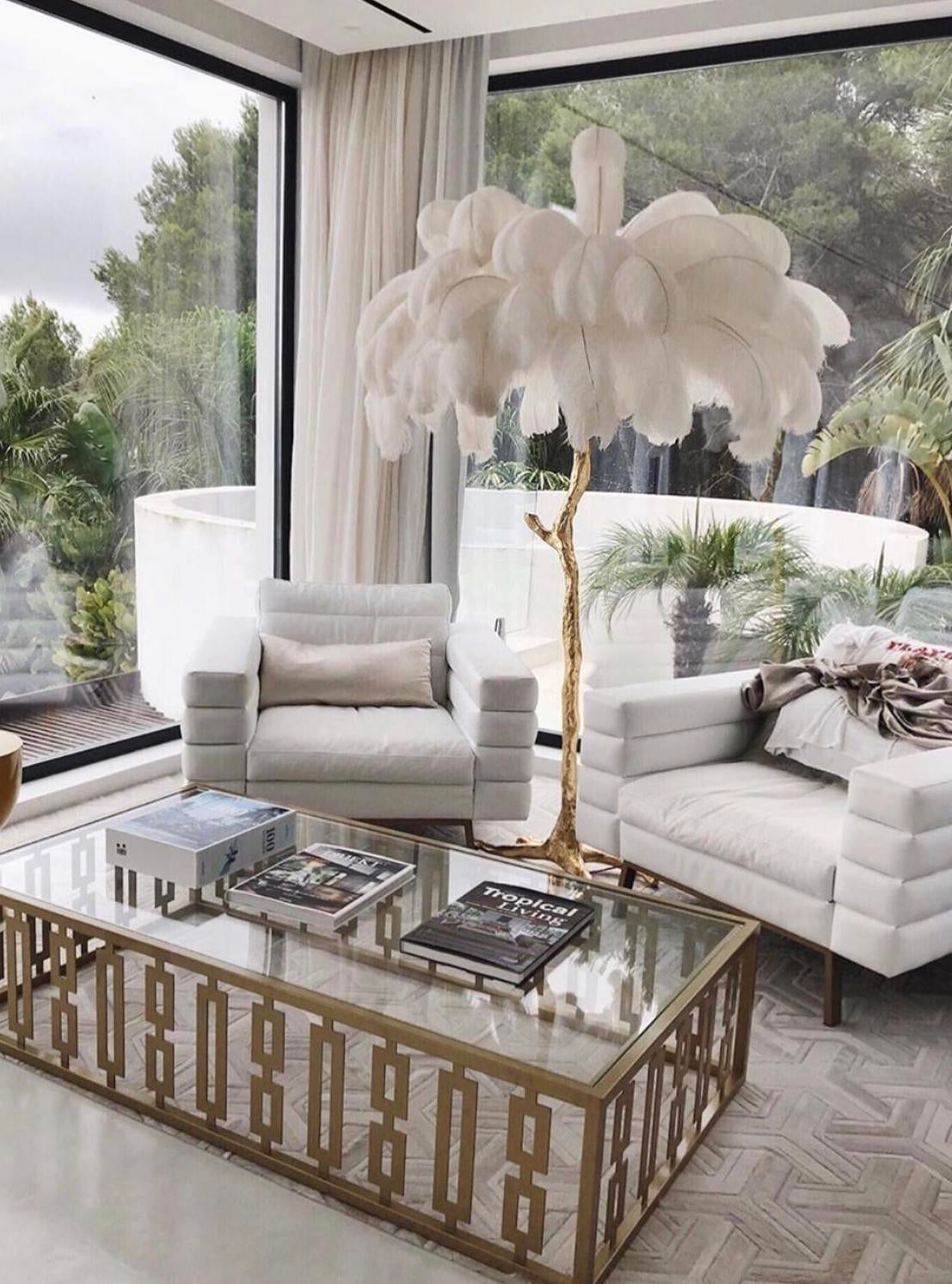 hollywood regency feather lamp