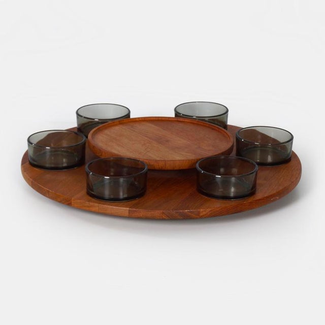 Lazy Susan Snack Tray with Bowls, Denmark, 1960s, Set of 7 For Sale - Image 9 of 9