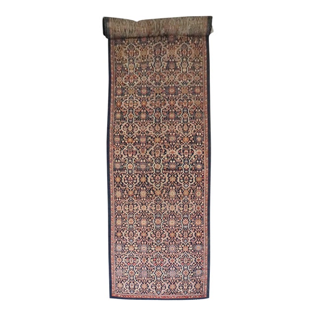 Vintage Navy Mahal Wide Long Runner - 5'8" x 21'10" For Sale