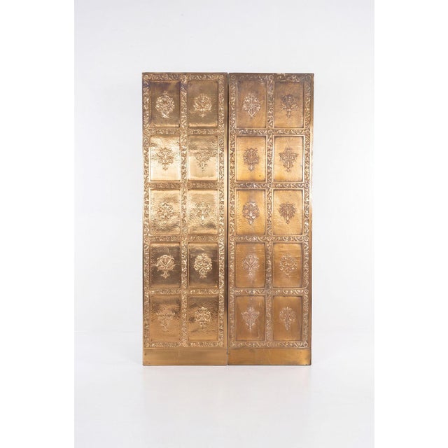 Pair of Brass Architectural Elevator Doors in the Style of Louis Sullivan From a Chicago Building 1930c. For Sale - Image 4 of 14