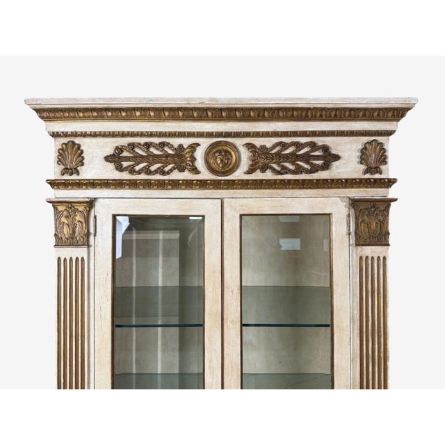 Wood French Regency, Monumental Bookcases, Cream Painted Wood, Gilt, France, 19th C. For Sale - Image 7 of 18