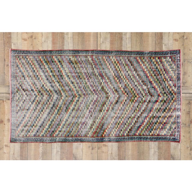 Cerulean Vintage Turkish Sivas Rug, 04'01 X 07'05 For Sale - Image 8 of 10