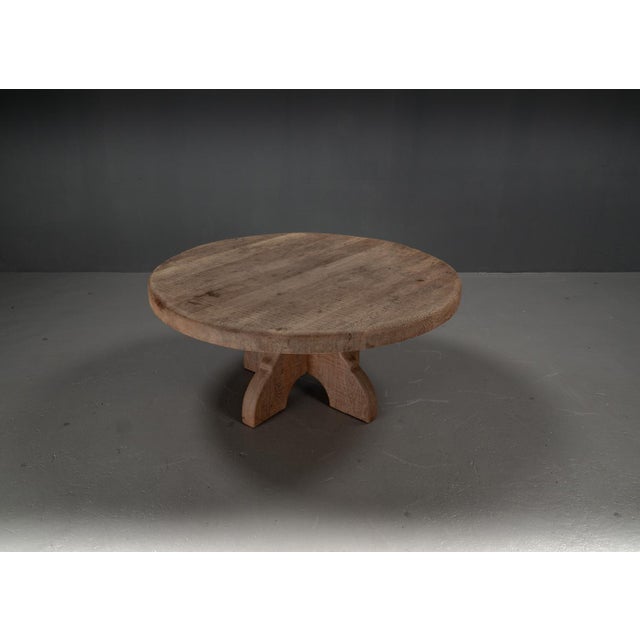 Large Oak Rural Round Coffee Table, 1962 For Sale - Image 12 of 15