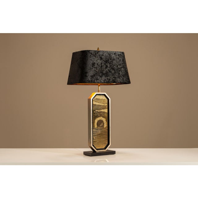 Georges Mathias Limited Edition Table Lamps with 23 Karat Gold-Gilded Panels by Georges Mathias, 1980s, Set of 2 For Sale - Image 4 of 18