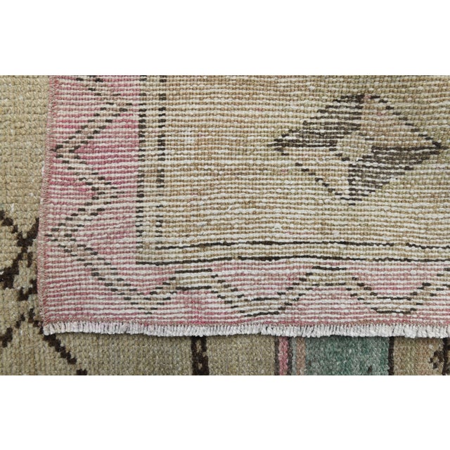 1970s Vintage Handmade Wool Cotton Turkish Beige Runner Rug For Sale - Image 10 of 11