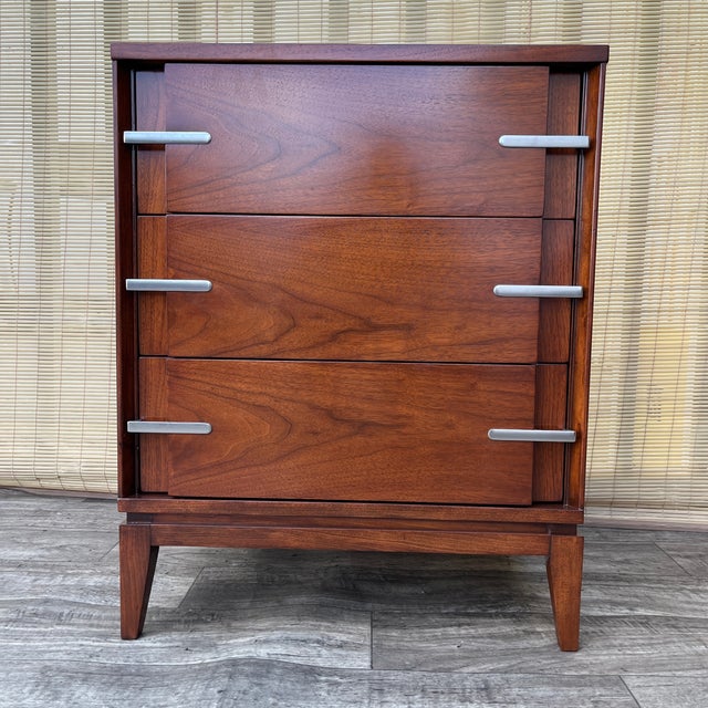 Newly Refinished Mid-Century Modern Sculptural 3 Drawer Dresser by Basic White Furniture Inc. Circa 1960s. Features a...