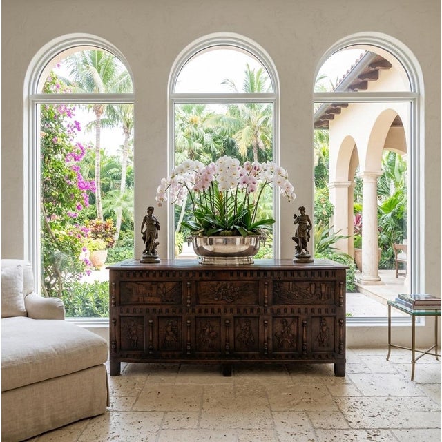 1970s English Carved Oak Coffer With Knight & Castle Motifs For Sale - Image 10 of 12